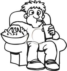 284x300 Art Image Black And White Boy With Popcorn And A Drink