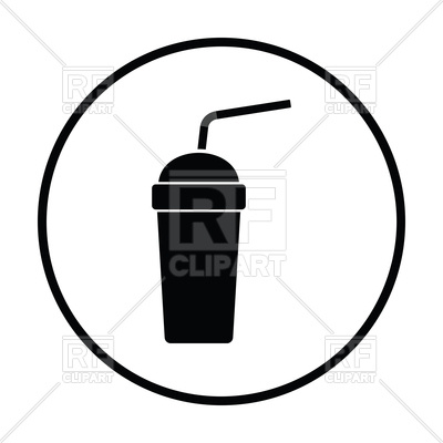 400x400 Disposable Soda Cup And Flexible Stick Icon Royalty Free Vector