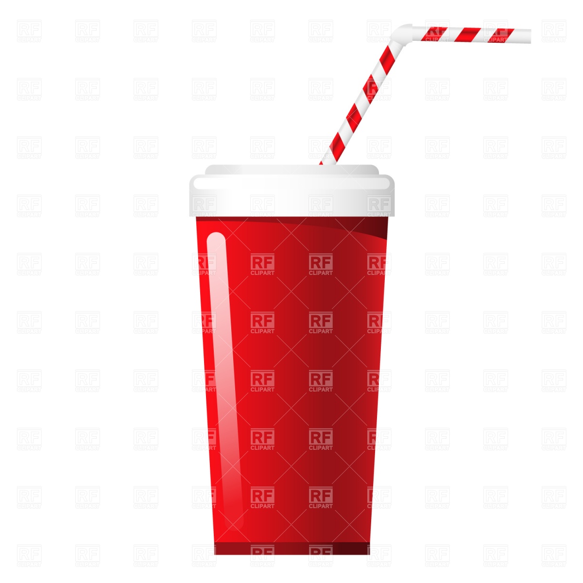 1200x1200 Fast Food Soda Cup With Stripy Tube Royalty Free Vector Clip Art