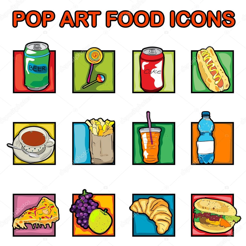 1024x1024 Pop Art Food Icons Stock Photo Richcat