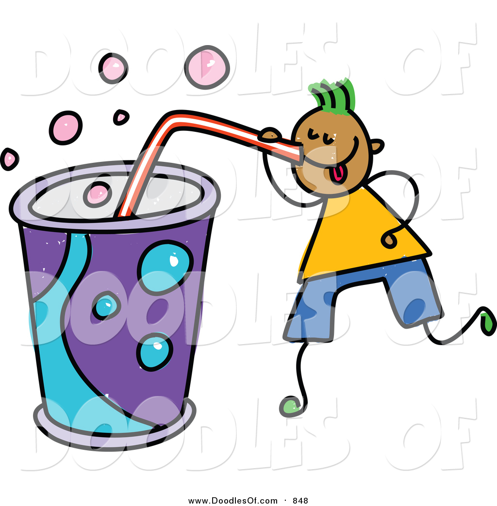 1024x1044 Vector Clipart Of A Doodled Green Haired Black Boy Drinking A Huge