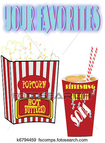 347x470 Clip Art Of Retro Popcorn And Soda K6794459