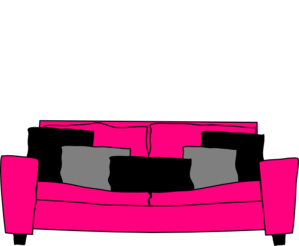 299x246 Pink Sofa Black Gray Pillows Clip Art