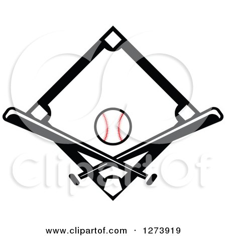 450x470 Clipart Crossed Bats And A Baseball Over A Home Plate