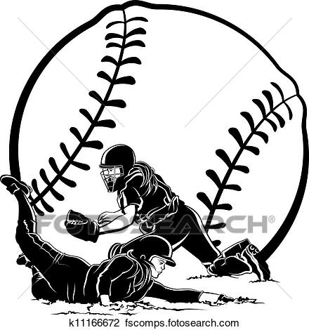 440x470 Clipart Of Softball Slide K11166672