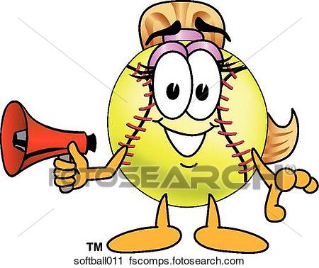 450x378 Clipart Of Softball With Megaphone Softball011