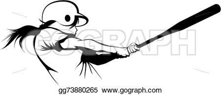 450x195 Softball Girl Batter Clipart