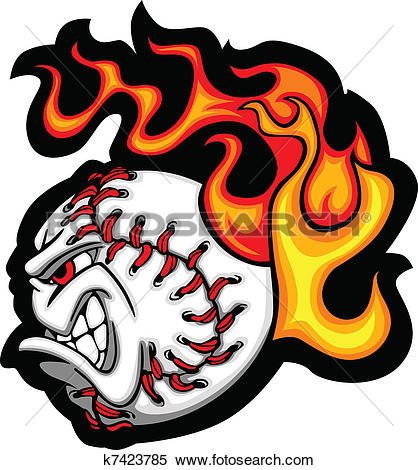 418x470 Flaming Softball Clipart