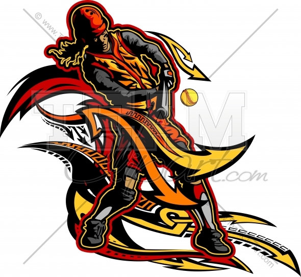 590x542 Girls Fastpitch Softball Clipart