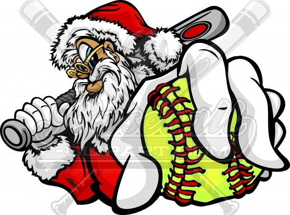590x437 Santa Fastpitch Softball Vector Clipart Image