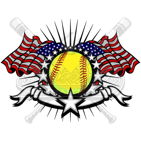 590x590 Softball American Flag Clipart Vector Graphic