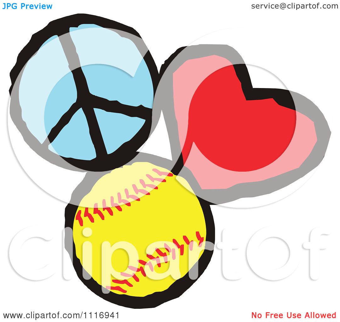 1080x1024 Cartoon Of Peace Love Softball Graphics