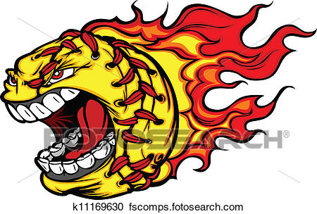450x304 Clipart Of Fastpitch Softball Ball Screaming Face With Flames