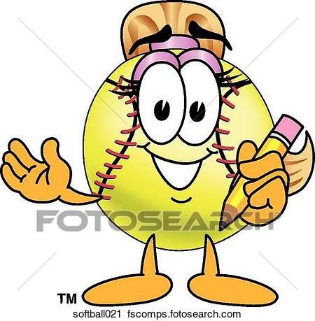 450x459 Clipart Of Softball With Pencil Softball021