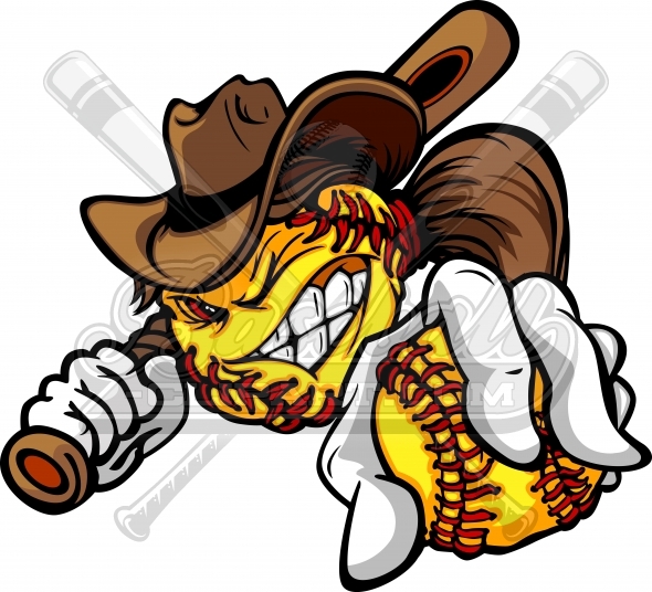590x536 Cowgirl Softball Clipart Vector Cartoon Image