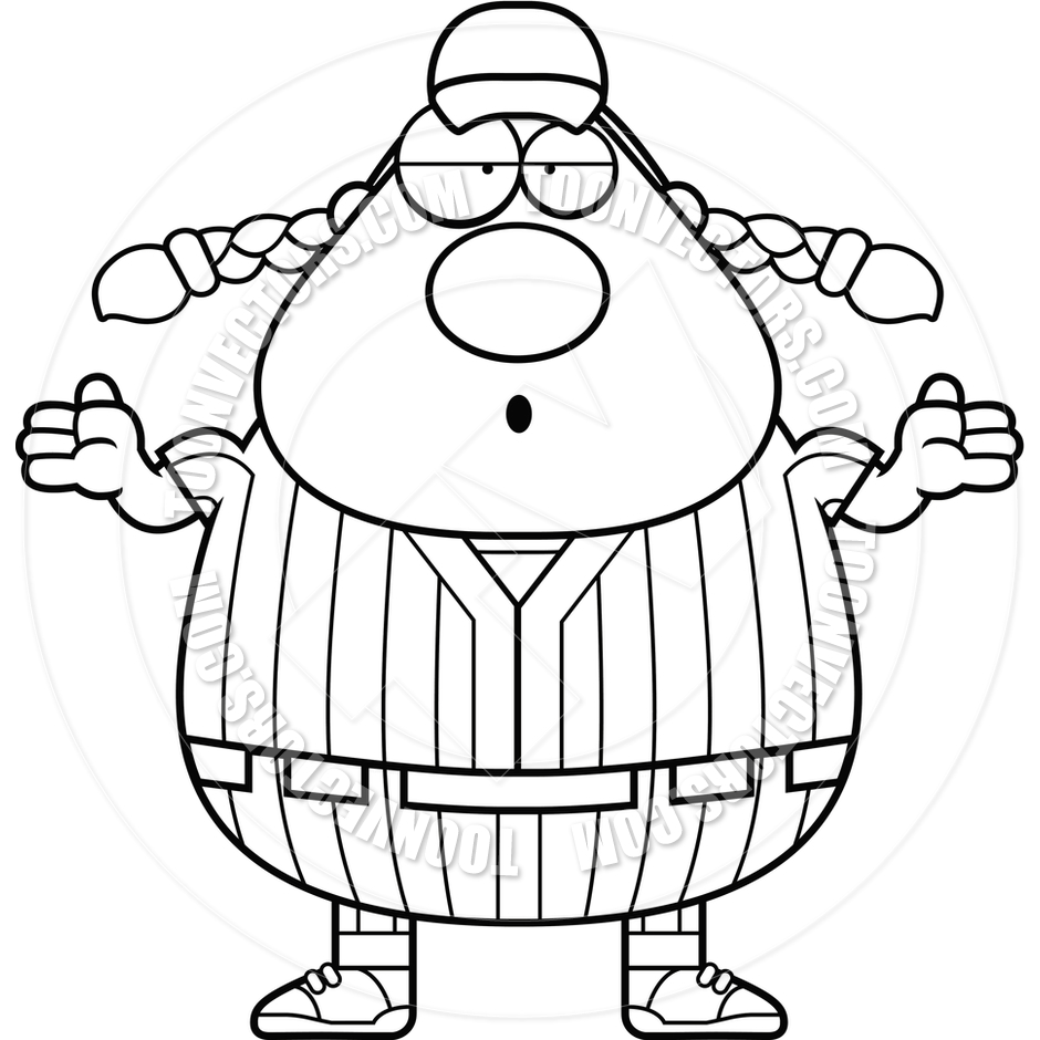 940x940 Confused Softball Player (Black And White Line Art) By Cory Thoman