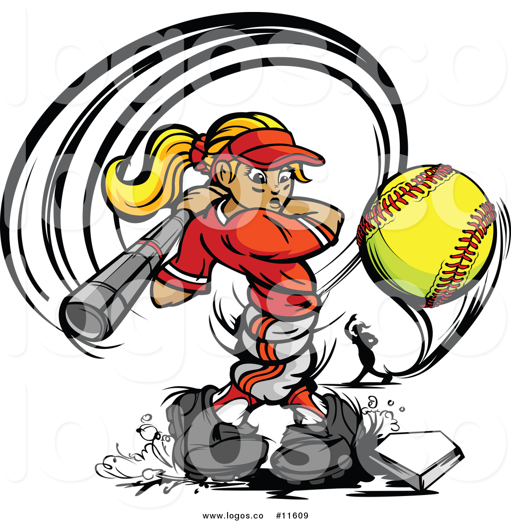 1024x1044 Vector Logo Of A Softball Player Girl Swinging