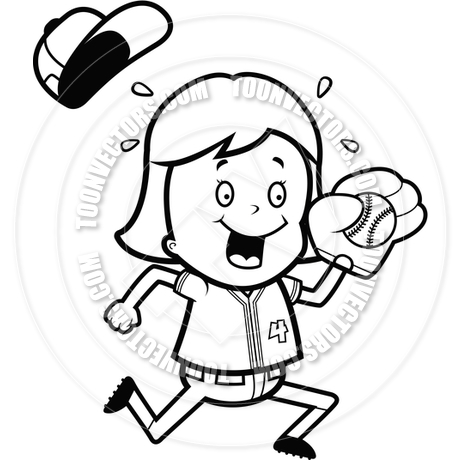 460x460 Cartoon Child Softball (Black And White Line Art) By Cory Thoman