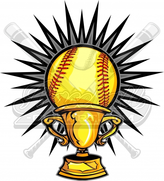 536x590 Softball Champions Design Trophy Vector Clipart Image