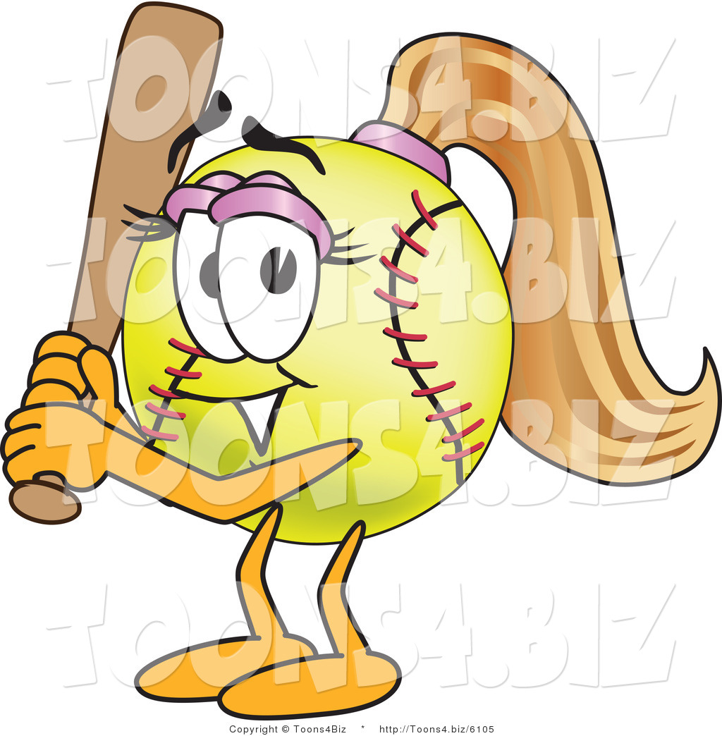 1024x1044 Vector Illustration Of A Softball Girl Mascot Holding A Bat By