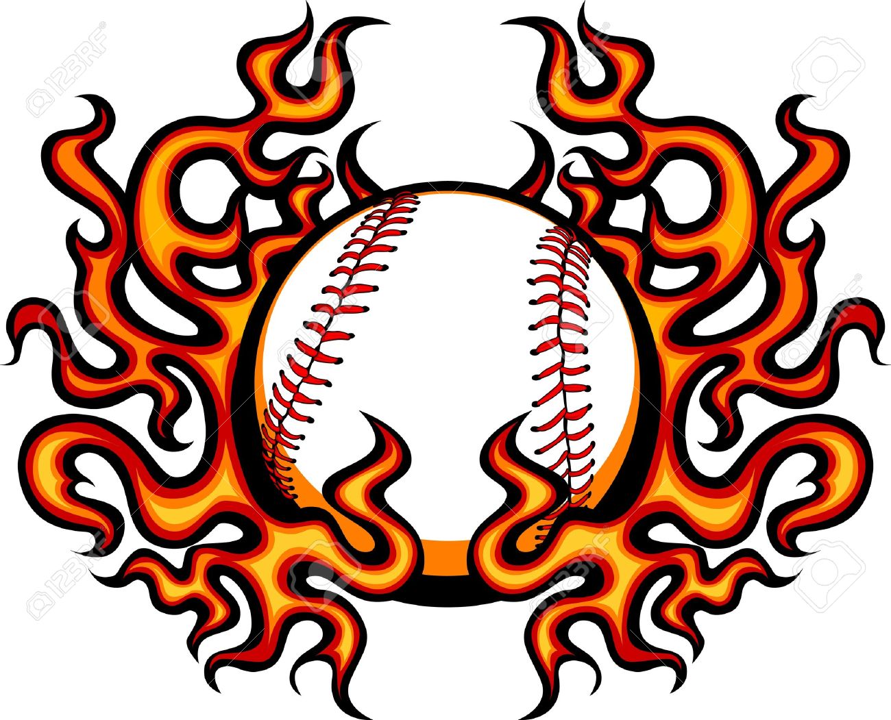 1300x1051 Flaming Softball Clipart