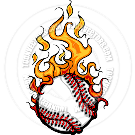 460x460 Baseball Softball Flaming Ball Vector Cartoon By Chromaco Toon