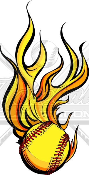 303x590 Vector Flaming Fastpitch Softball Vector Graphic