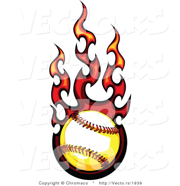 600x620 Vector Of A Flaming Softball In Flight By Chromaco