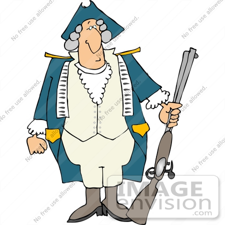 450x450 Revolutionary War Soldier In A Wig And Uniform, Holding A Rifle