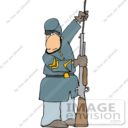 450x450 American Civil War Soldier Preparing His Rifle For Battle Clipart