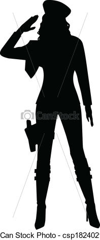197x470 Female Soldier Saluting Clipart