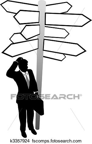 302x470 Clipart Of Business Man Search Decision Directions Signs Solution