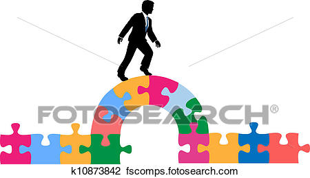 450x259 Clipart Of Business Person Puzzle Bridge To Solution K10873842