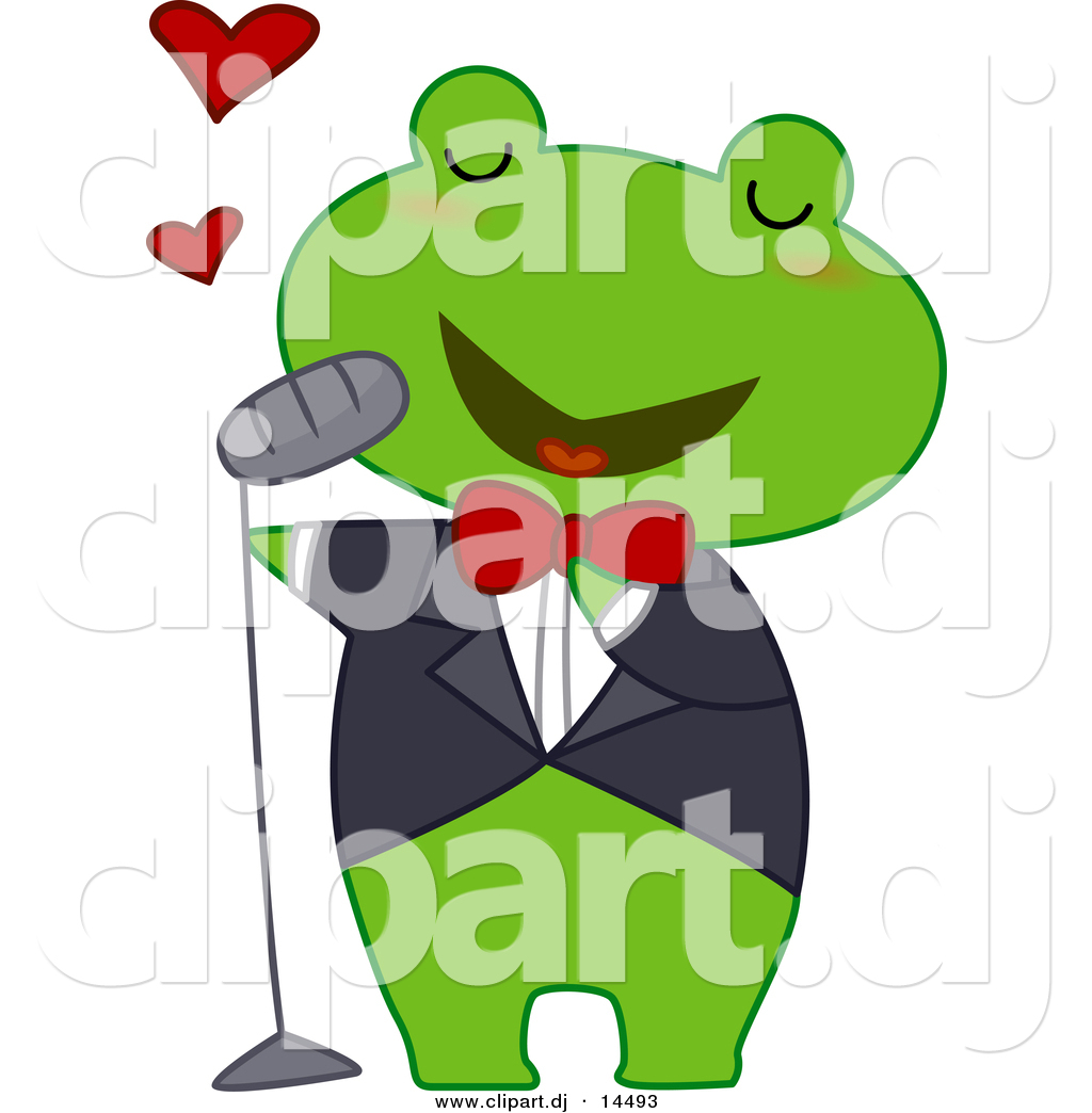 1024x1044 Vector Clipart Of A Cartoon Frog Singing Love Songs By Bnp Design