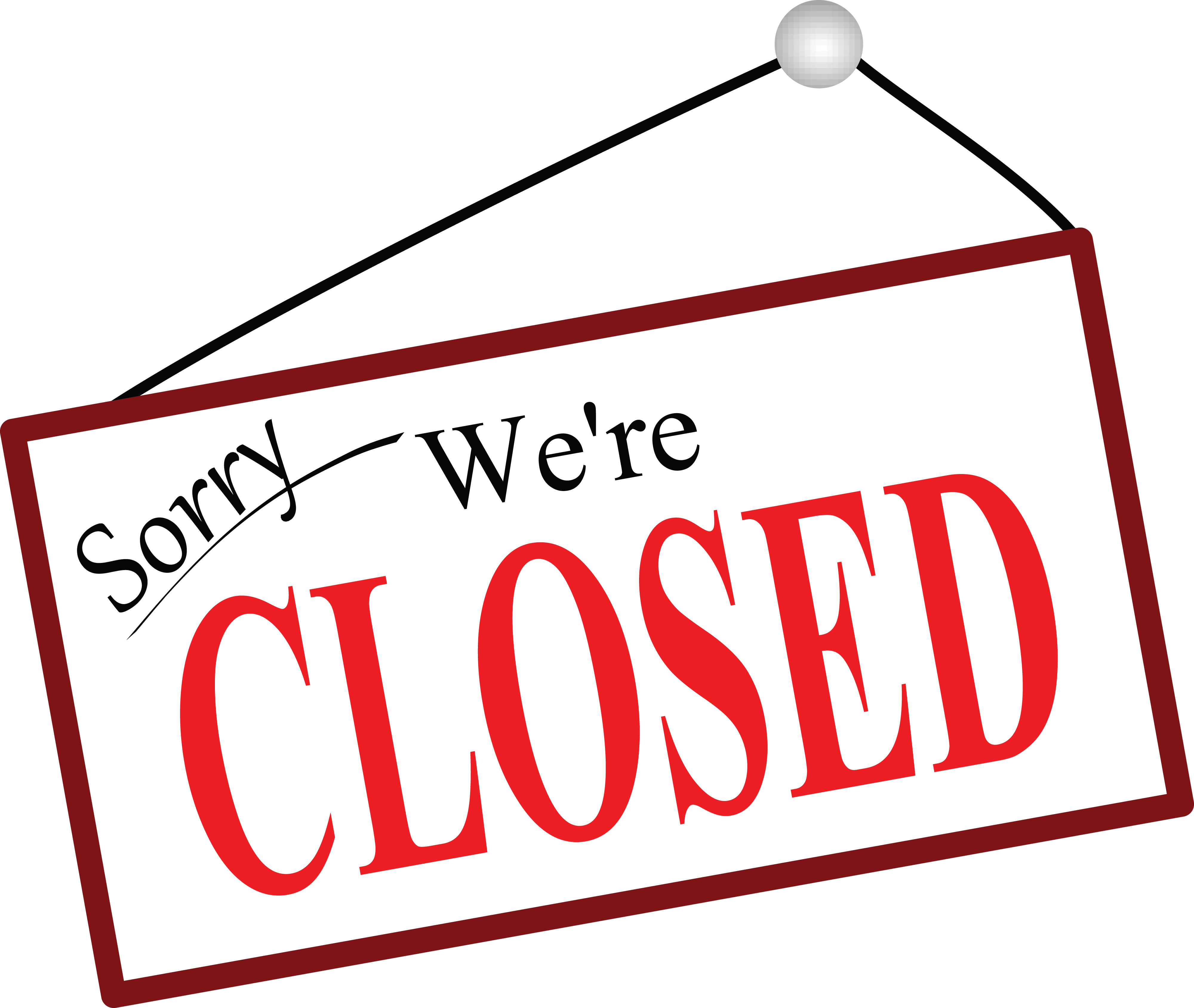 4000x3379 Clipart Of A Sorry We'Re Closed Sign