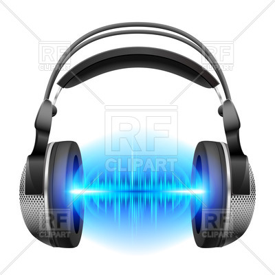 400x400 Headphones With Blue Sound Waves Isolated On White Royalty Free