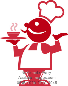 238x300 Art Image Of A Chef Icon Holding A Tray With A Bowl Of Steaming Soup