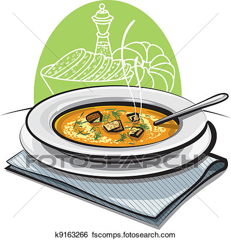 450x467 Clip Art Of Pumpkin Soup With Croutons K9163266