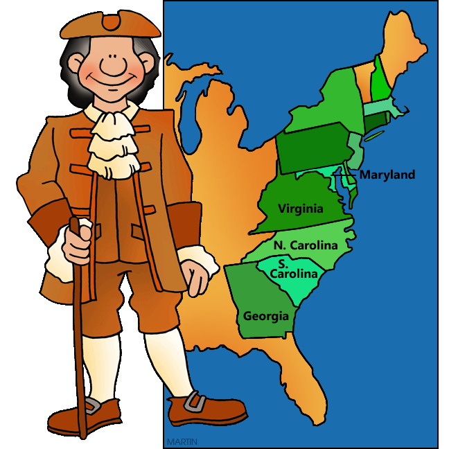 648x648 United States Clip Art By Phillip Martin, Southern Colonies