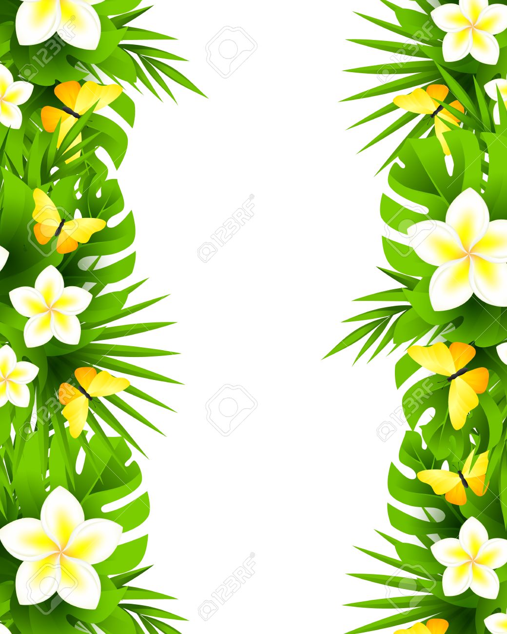 1040x1300 Tropical Hawaiian Background With Jungle Palm Tree Leaves, Exotic
