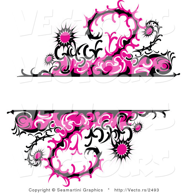 600x620 Vector Of Pink Thistle Vines And Flowers With Blank Copy Space