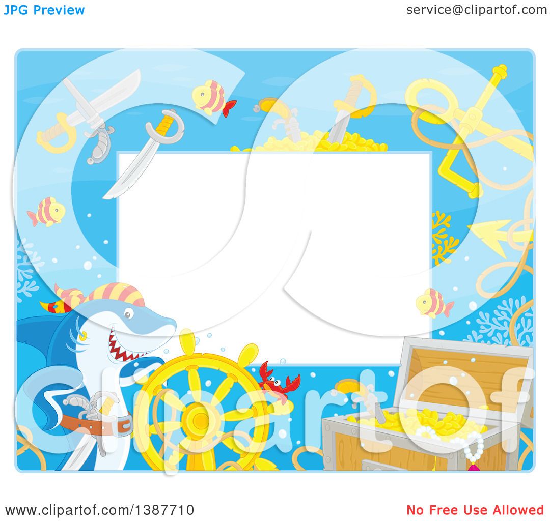 1080x1024 Clipart Of A Horizontal Background Border Frame Of A Pirate Shark