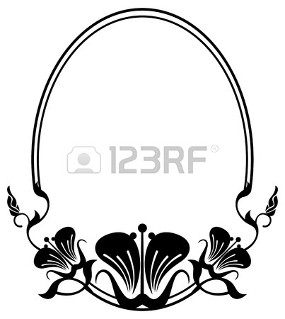 403x450 Silhouette Oval Frame. Abstract Black And White Ornament