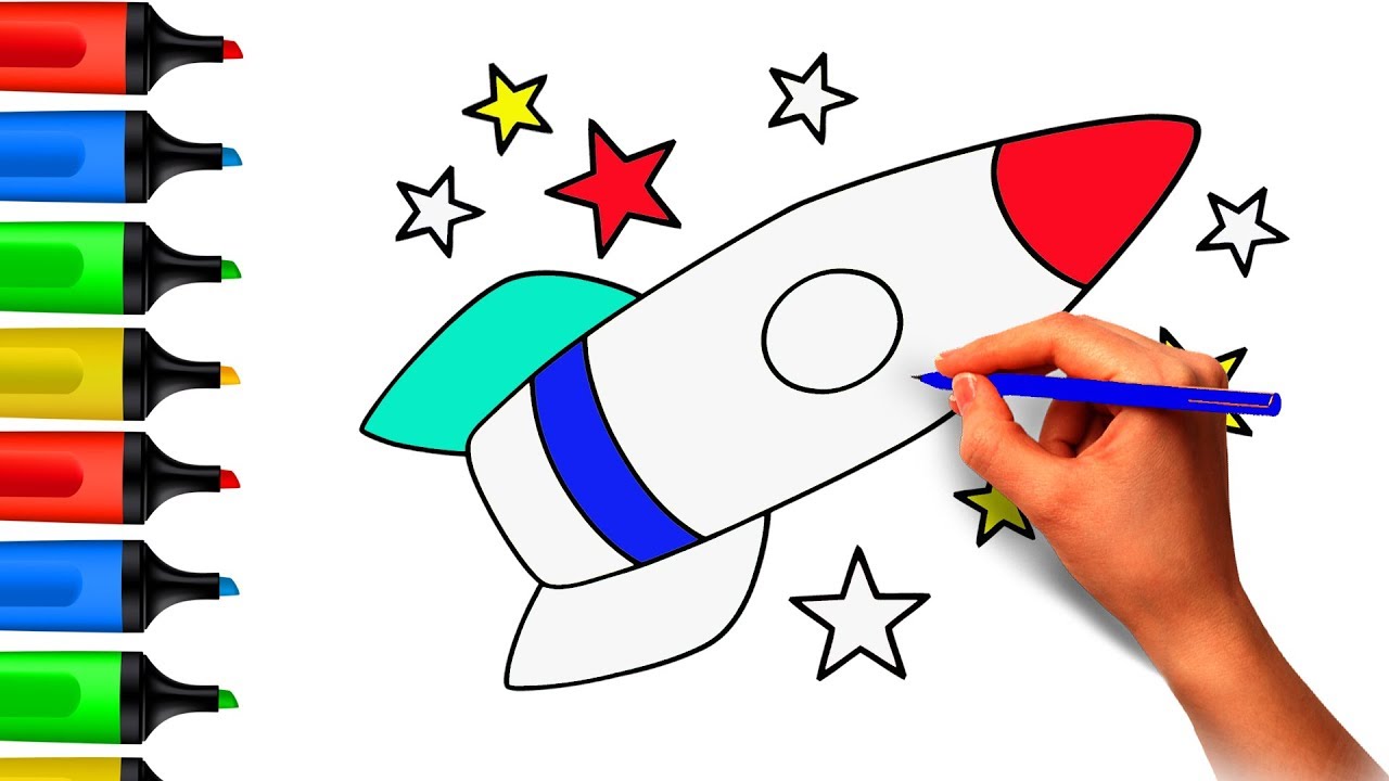 1280x720 Coloring Pages. Rocket. Space Shuttle. Painting. Drawing Cartoon