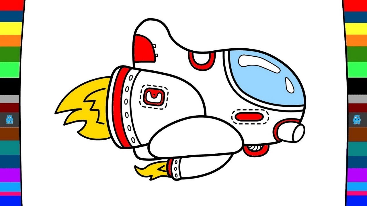 1280x720 How To Draw A Spaceship Drawing And Coloring Pages For Kids