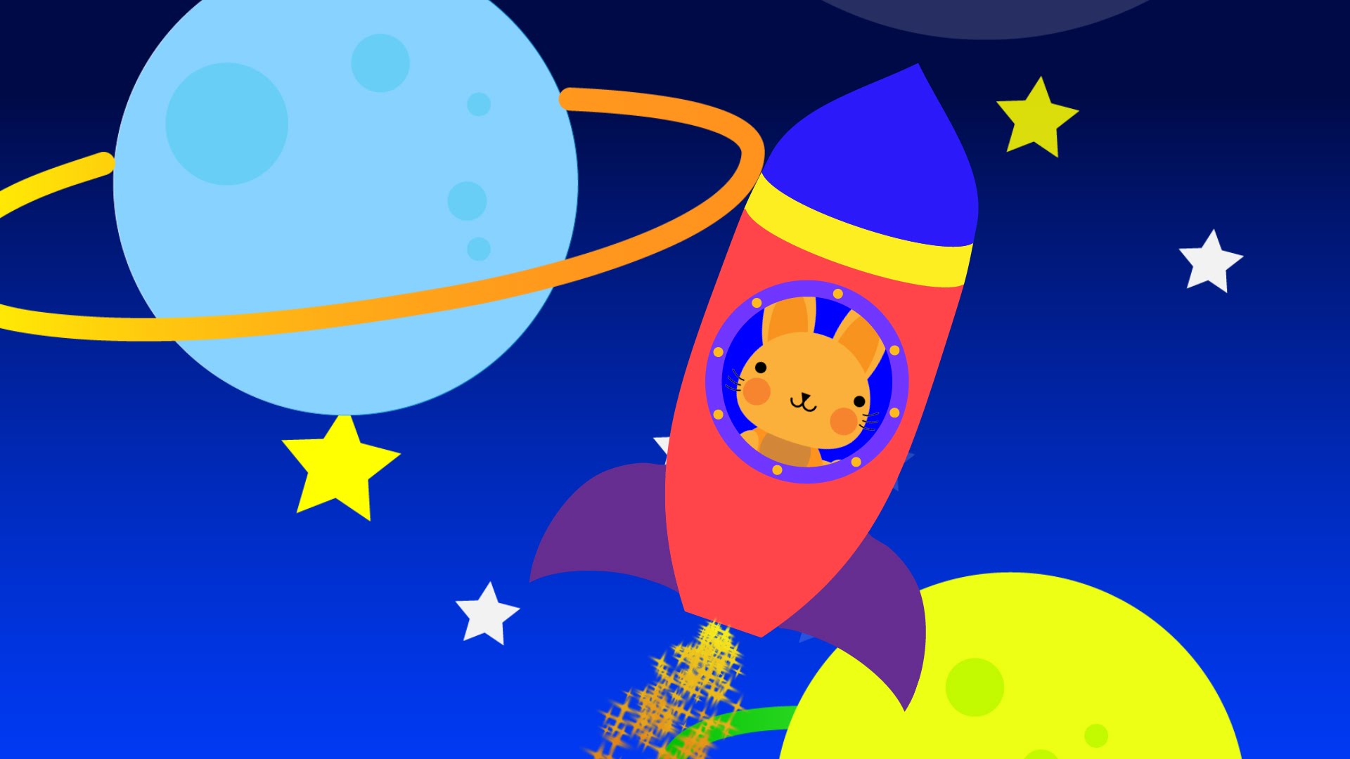 1920x1080 Learn Colors With Cute Bunny In Spaceship Exploring Colorful