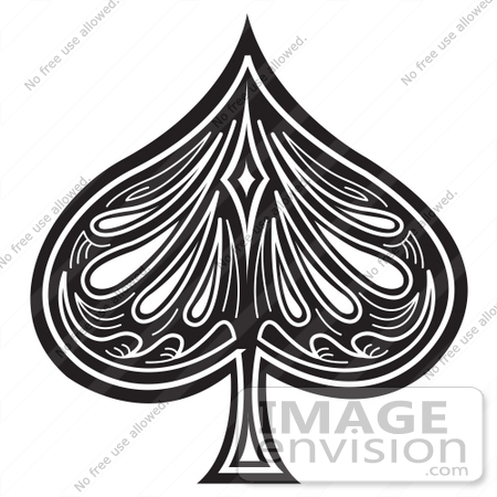 450x450 Royalty Free Black And White Cartoon Clip Art Of A Black Spade