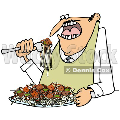 400x400 Of A Hungry Man Eating Spaghetti And Meatballs
