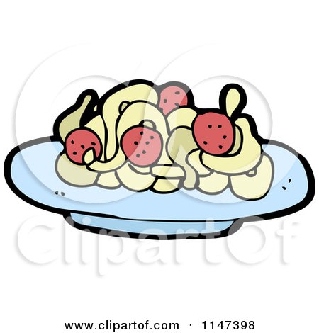 450x470 Cartoon Of A Plate Of Spaghetti And Meatballs