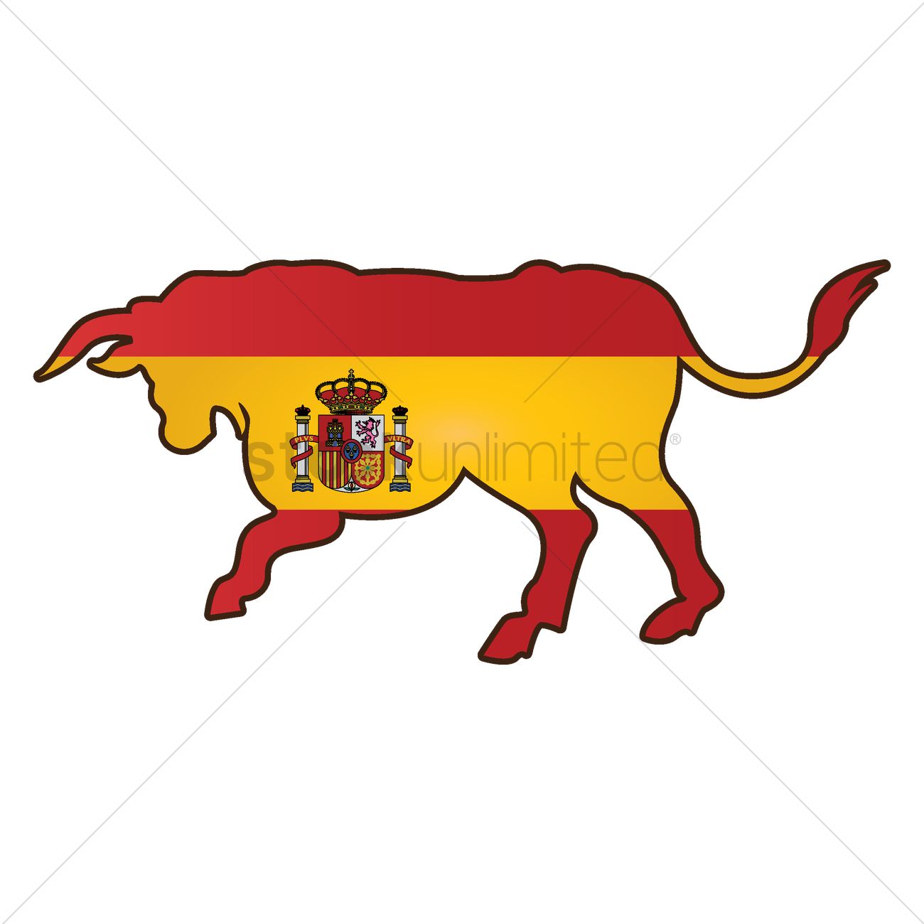 1300x1300 Bull With Spain Flag Vector Image